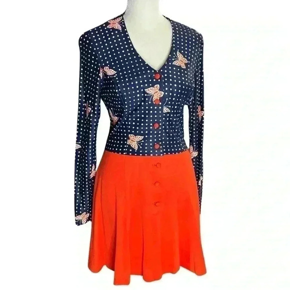 Vintage 70s Young Innocent by Arpeja Dress Butterfly Print Size 9 - Picture 2 of 14